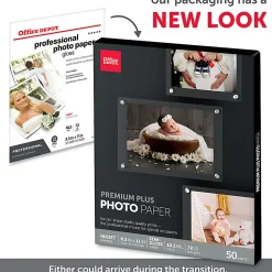 Office Depot® Brand Premium Plus Photo Paper, Semi-Gloss, Letter Size, White, Pack Of 50 Sheets
