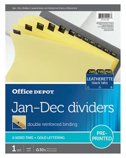 Office Depot® Brand Preprinted Index Tab Dividers, Jan-Dec Tab