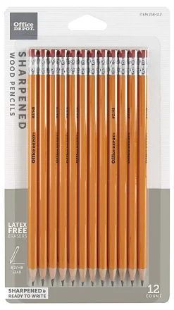 Office Depot® Brand Presharpened Pencils, #2 Medium Soft Lead, Yellow, Pack Of 12