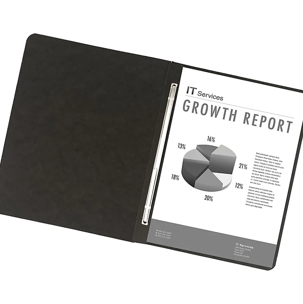 Office Depot® Brand Pressboard Side-Bound Report Binders With Fasteners, 60% Recycled, Black, Pack Of 10