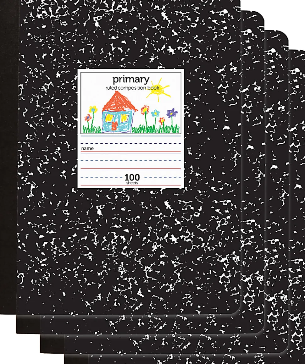 Office Depot® Brand Primary Composition Book, 7-1/2" x 9-3/4", Unruled/Primary Ruled, 100 Sheets Per Book, Pack Of 4 Books
