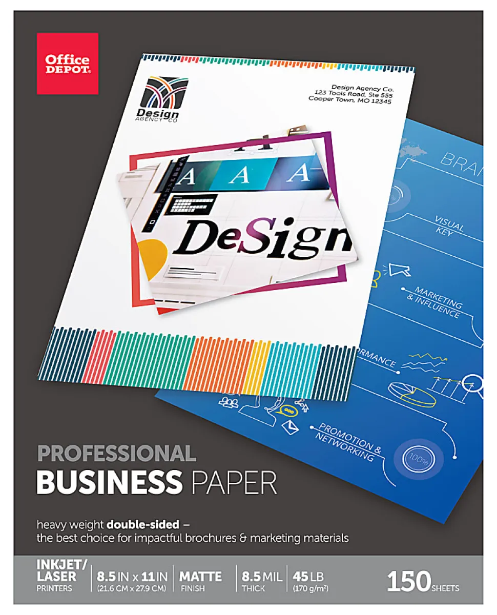 Office Depot® Brand Professional Business Paper, Matte, Double-Sided, Letter, White, Pack Of 150 Sheets