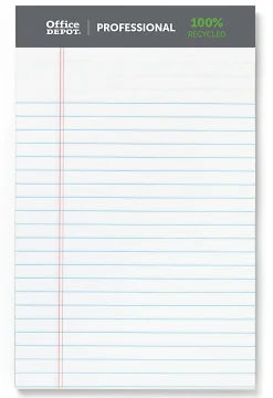 Office Depot® Brand Professional Writing Pads, 5" x 8", Narrow Ruled, 50 Sheets, 100% Recycled, White, Pack Of 6
