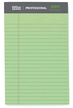 Office Depot® Brand Professional Writing Pads, 5" x 8", Narrow Ruled, Assorted Colors, 50 Sheets, Pack Of 6