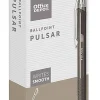 Office Depot® Brand Pulsar Advanced Ink Ballpoint Pens, Conical/Medium Point, 0.8 mm, Black Barrels, Black Ink, Pack Of 12