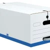 Office Depot® Brand Quick Set Up Standard-Duty Storage Boxes, Legal Size, 24" x 15" x 10", White/Blue, Pack Of 12 - 0800703