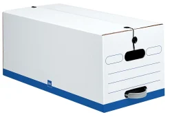 Office Depot® Brand Quick Set Up Standard-Duty Storage Boxes, Letter Size, 24" x 12" x 10", White/Blue, Pack Of 12 - 0800603