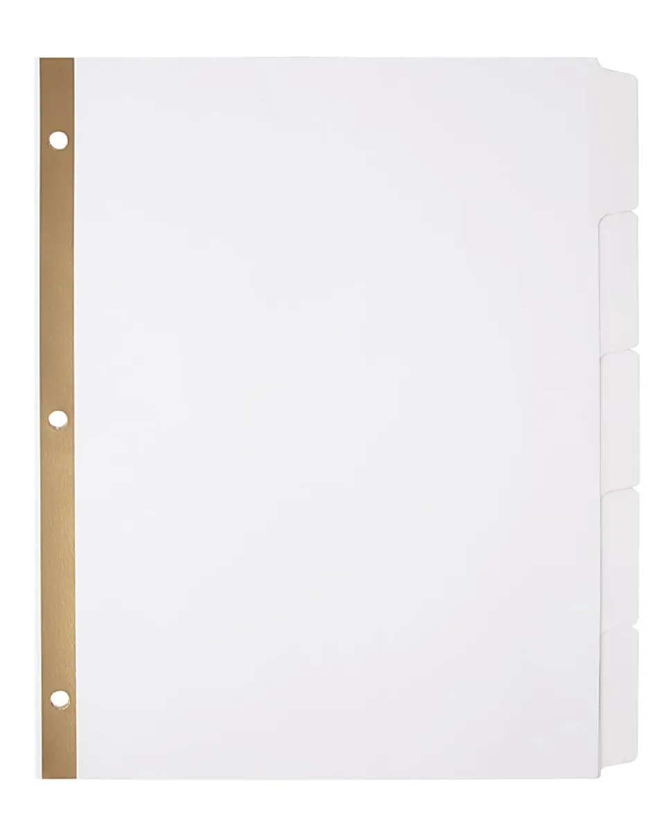 Office Depot® Brand 20% Recycled Erasable Big Tab Dividers, 5-Tab, White