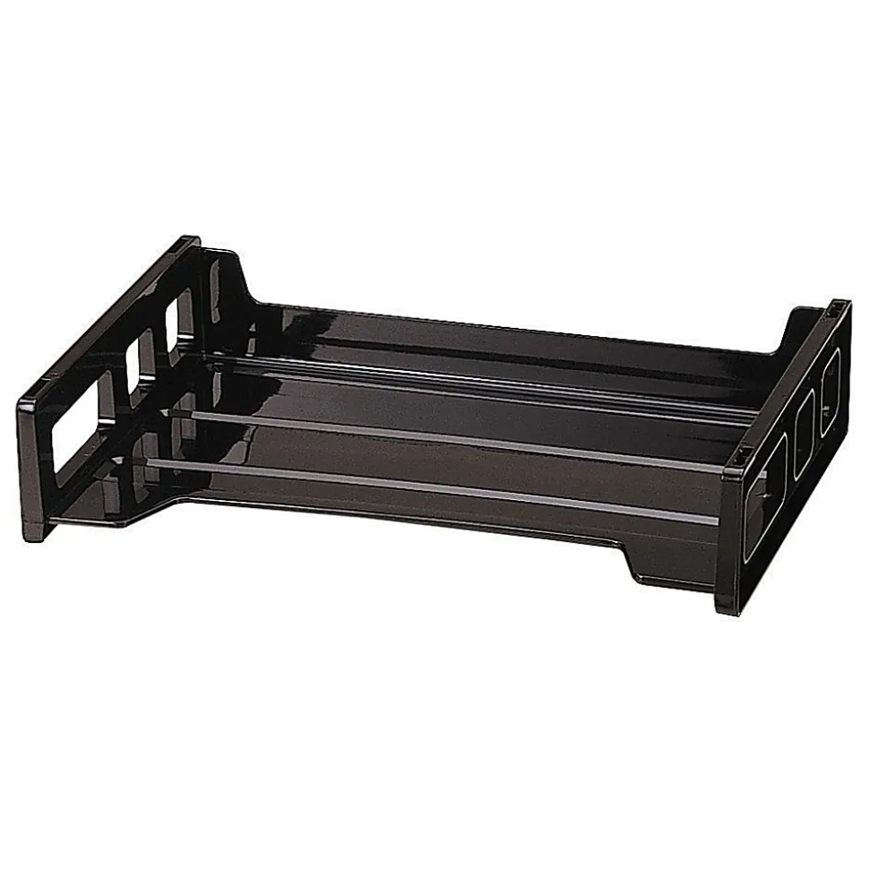 Office Depot® Brand 30% Recycled Ribbed Bottom Stackable Letter Tray, Black