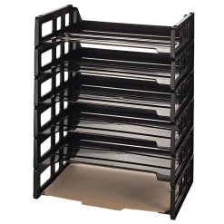 Office Depot® Brand 30% Recycled Ribbed Bottom Stackable Letter Trays, Black, Pack Of 6