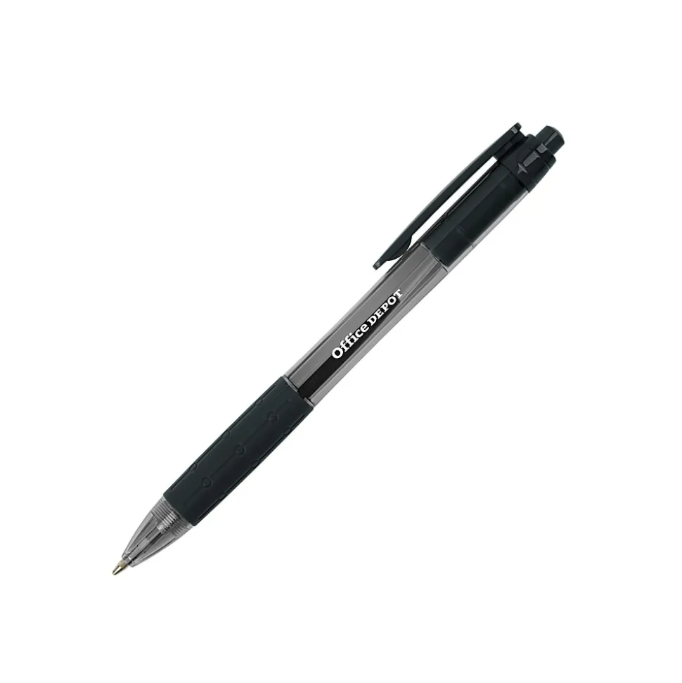 Office Depot® Brand Retractable Ballpoint Pens With Grips, Medium Point, 1.0 mm, Black/Blue/Red Barrels, Black/Blue/Red Inks, Pack Of 50 Pens
