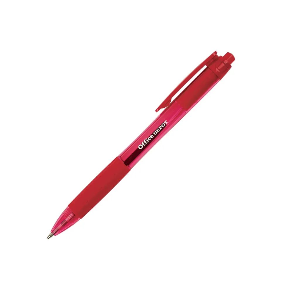 Office Depot® Brand Retractable Ballpoint Pens With Grips, Medium Point, 1.0 mm, Black/Blue/Red Barrels, Black/Blue/Red Inks, Pack Of 50 Pens