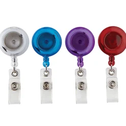 Office DepotĀ® Brand Retracting ID Card Reels, Assorted Colors, Pack Of 4