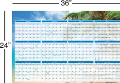 2026 Office Depot® Brand Reversible Erasable Wall Calendar, 24" x 36", Paradise, January to December