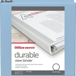 Office Depot® Brand 3-Ring Durable View Binder, 1/2" Round Rings, Blue