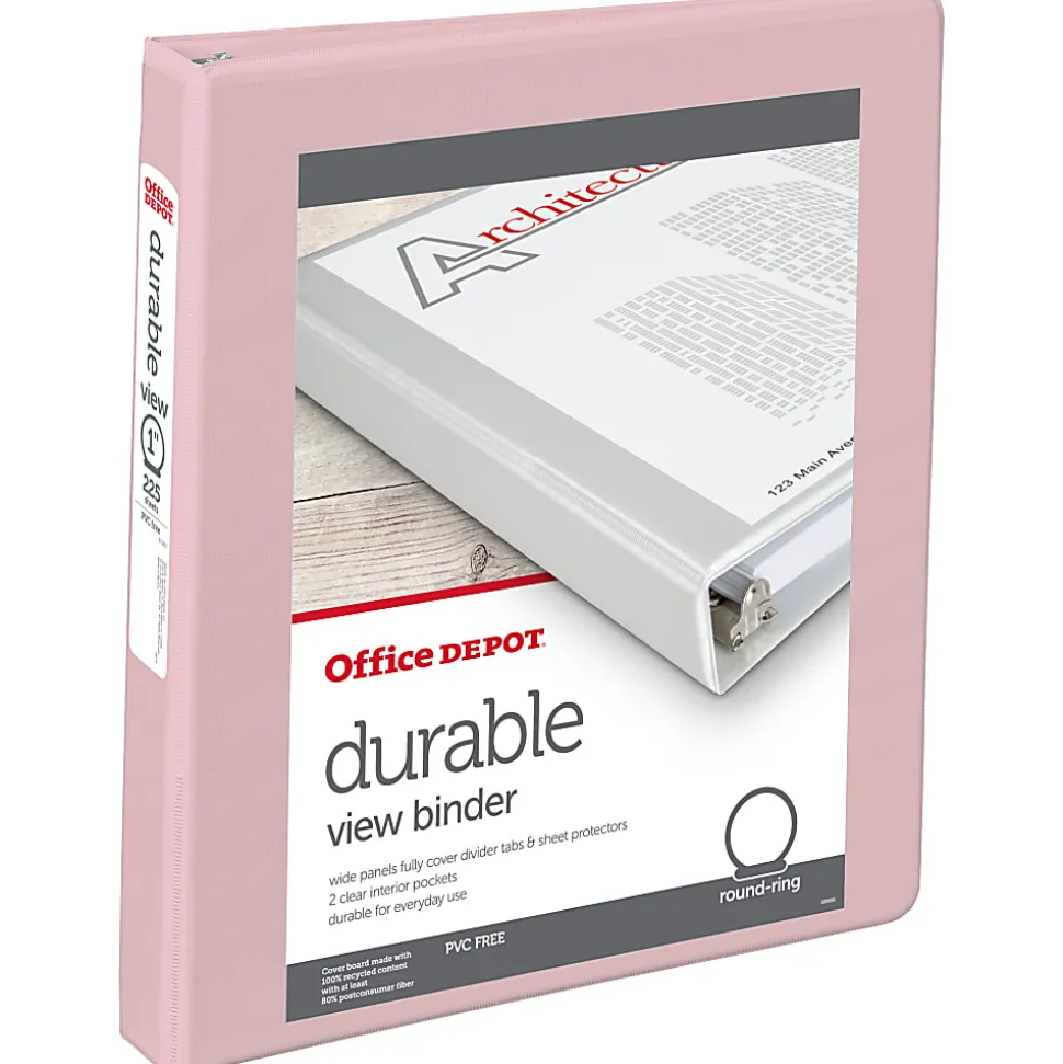 Office Depot® Brand 3-Ring Durable View Binder, 1-1/2" Round Rings, Sage