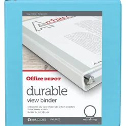 Office DepotĀ® Brand 3-Ring Durable View Binder, 1" Round Rings, Jeweler Blue