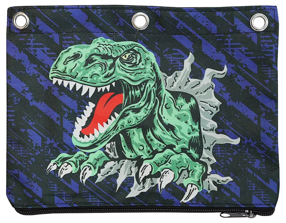 Office Depot® Brand 3-Ring Pencil Pouch, 7" x 9-11/16", Dinosaur, Total Quantity 1