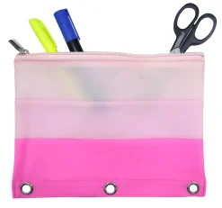 Office Depot® Brand 3-Ring Pencil Pouch, 7" x 9-13/20", Soft-Touch Jelly, Pink