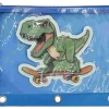 Office Depot® Brand 3-Ring Puffer Pencil Pouch, 7-7/8" x 10", Blue/Dino