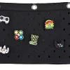 Office Depot® Brand 3-Ring Silicone Pencil Pouch With Charms, 7" x 9-13/16", Black