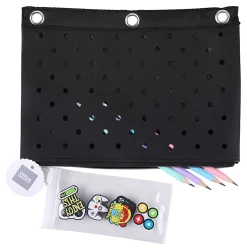 Office Depot® Brand 3-Ring Silicone Pencil Pouch With Charms, 7