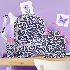 Office Depot® Brand School Backpack and Lunch Box Set With Water Bottle, Multicolor Animal Print