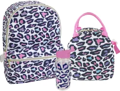 Office Depot® Brand School Backpack and Lunch Box Set With Water Bottle, Multicolor Animal Print