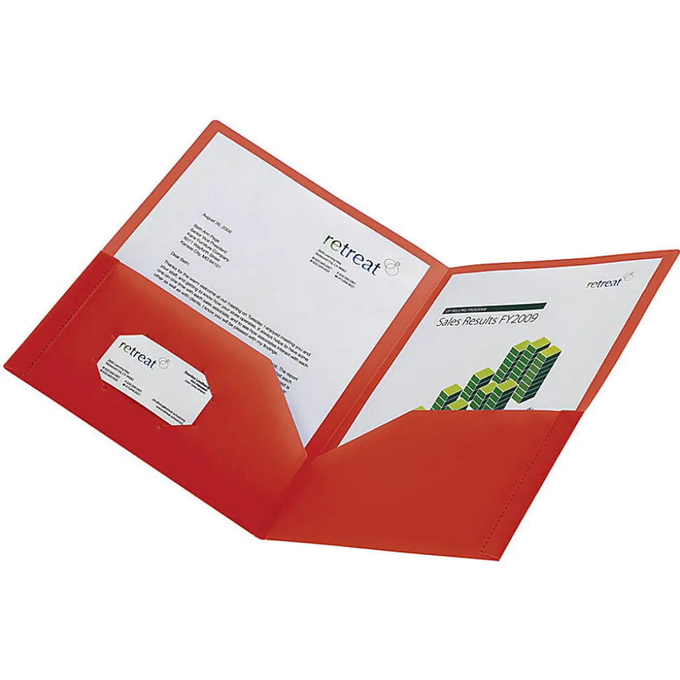 Office Depot® Brand School-Grade 2-Pocket Poly Folder, Letter Size, Red