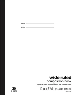 Office Depot® Brand Schoolmate Composition Book, 7-7/8" x 10", Wide Ruled, 20 Sheets