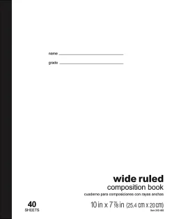 Office Depot® Brand Schoolmate Composition Book, 7-7/8" x 10", Wide Ruled, 40 Sheets
