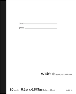 Office Depot® Brand Schoolmate Composition Book, 6-7/8" x 8-1/2", Wide Ruled, 20 Sheets