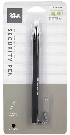 Office DepotĀ® Brand Security Counter Pen With Antimicrobial Protection, Refill, Medium Point, 1.0 mm, Black Ink