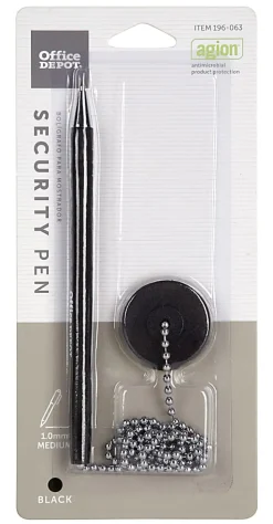 Office Depot® Brand Security Counter Pen With Antimicrobial Protection, Medium Point, 1.0 mm, Black Ink