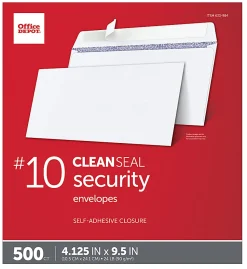 Office Depot® Brand #10 Security Envelopes, 4-1/8