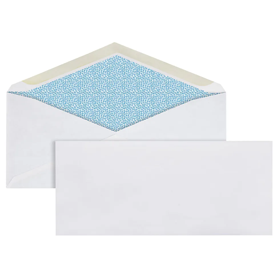 Office Depot® Brand #10 Security Envelopes, 4-1/8" x 9-1/2", Gummed Seal, White, Box Of 500