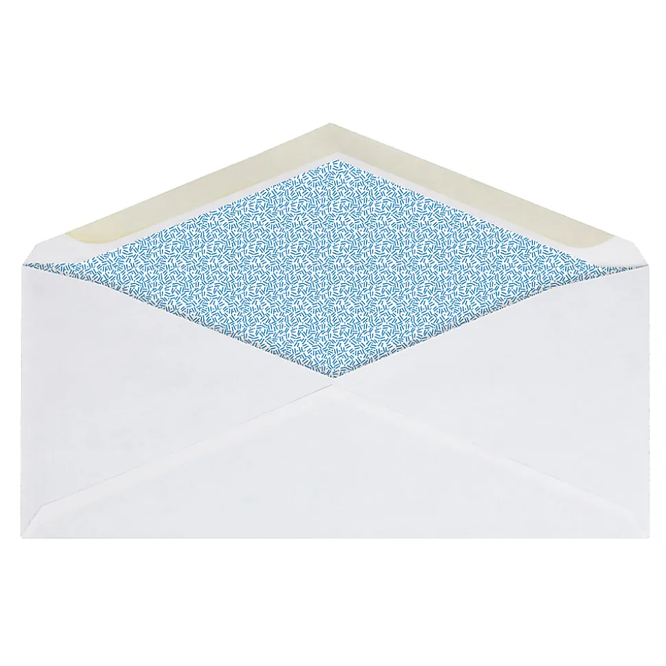 Office Depot® Brand #10 Security Envelopes, 4-1/8" x 9-1/2", Gummed Seal, White, Box Of 500