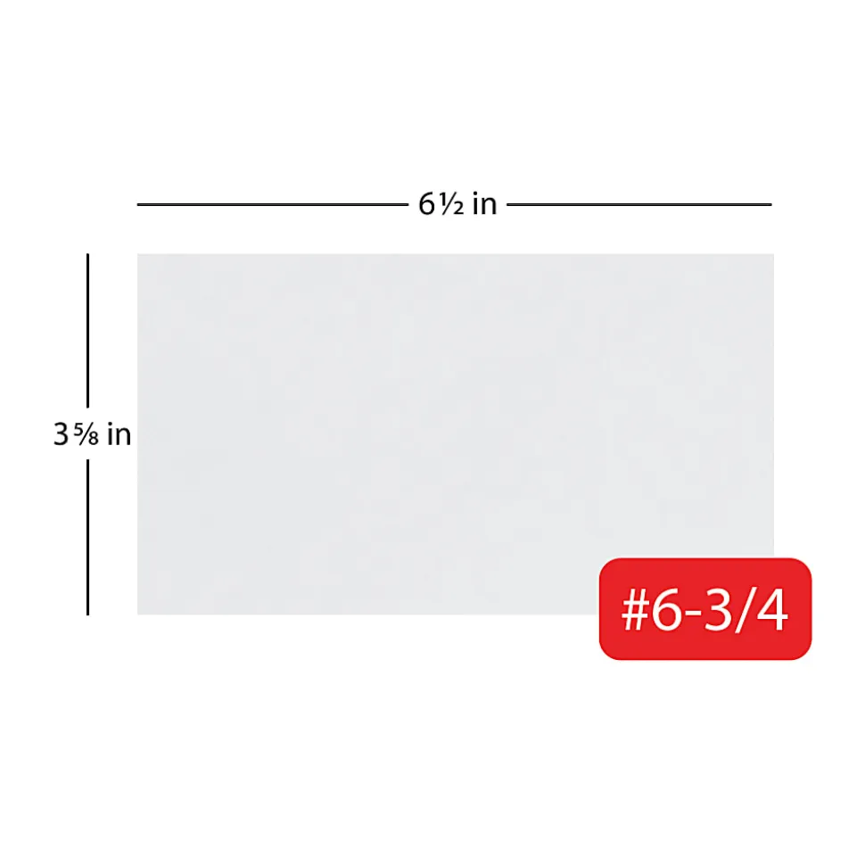 Office Depot® Brand #6 3/4 Security Envelopes, 3-5/8" x 6-1/2", Gummed Seal, White, Box Of 500