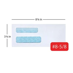 Office Depot® Brand #8 5/8 Security Envelopes, Double Window, 3-5/8" x 8-5/8", Clean Seal, White, Box Of 250