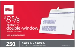 Office Depot® Brand #8 5/8 Security Envelopes, Double Window, 3-5/8