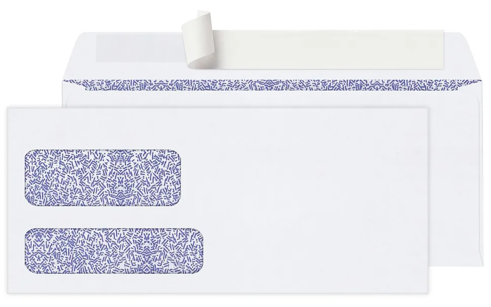 Office Depot® Brand #9 Security Envelopes, Double Window, 3-7/8" x 8-7/8", Clean Seal, White, Box Of 250