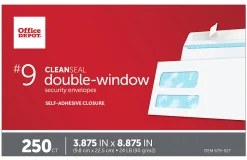 Office Depot® Brand #9 Security Envelopes, Double Window, 3-7/8