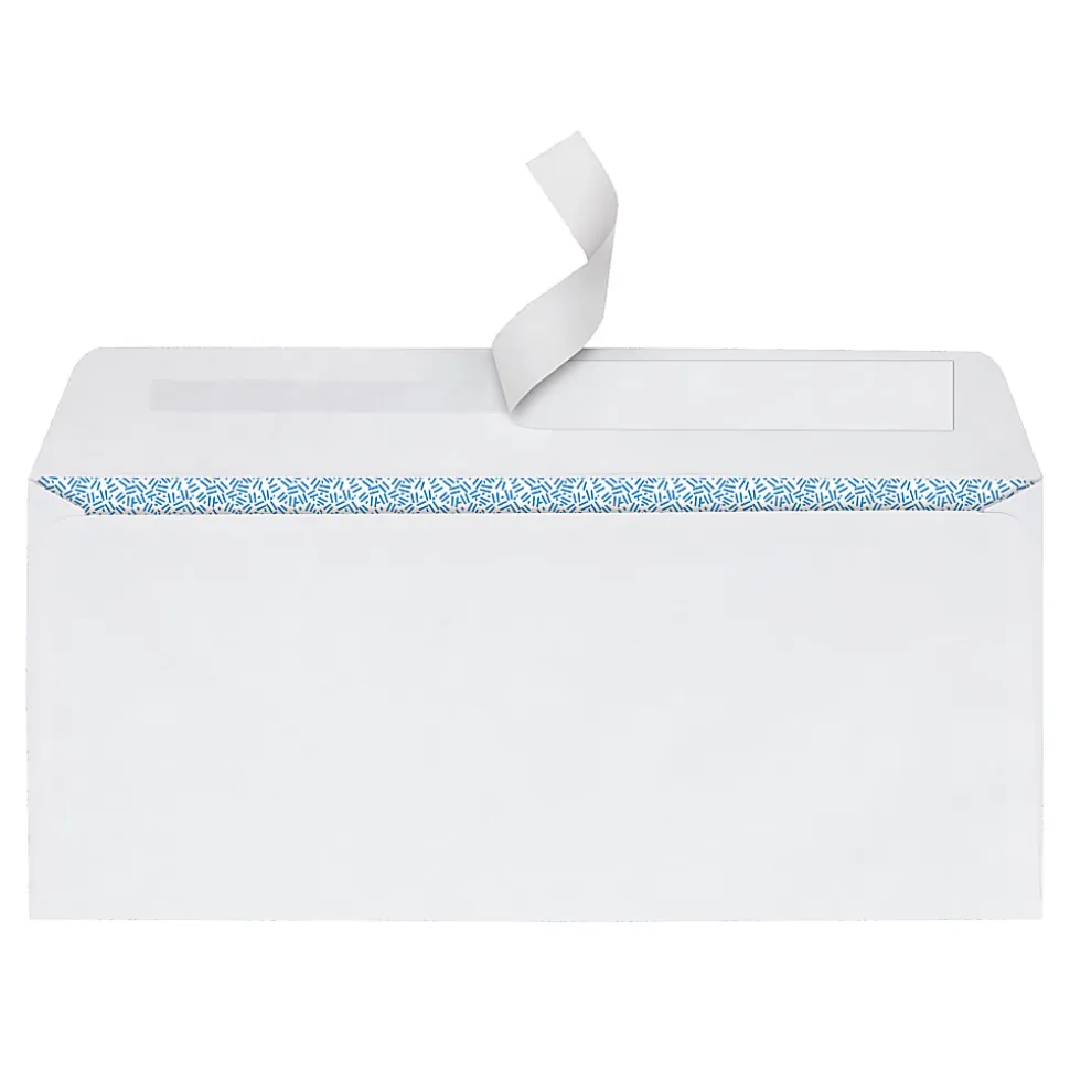 Office Depot® Brand #10 Security Envelopes, Left Window, 4-1/8" x 9-1/2", Clean Seal, White, Box Of 250