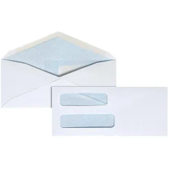 Office Depot® Brand #8 5/8 Security Envelopes, Double Window, 3-5/8" x 8-5/8", Gummed Seal, White, Box Of 500