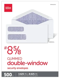 Office Depot® Brand #8 5/8 Security Envelopes, Double Window, 3-5/8