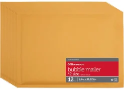 Office Depot® Brand Self-Sealing Bubble Mailers, Size 2, 8 1/2" x 11", Pack Of 12