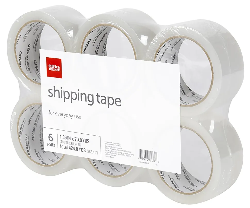 Office Depot® Brand Shipping Packing Tape, 1.89" x 70.8 Yd, Clear, Pack Of 6 Rolls