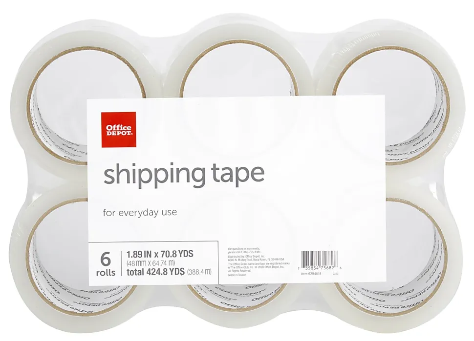 Office Depot® Brand Shipping Packing Tape, 1.89" x 70.8 Yd, Clear, Pack Of 6 Rolls