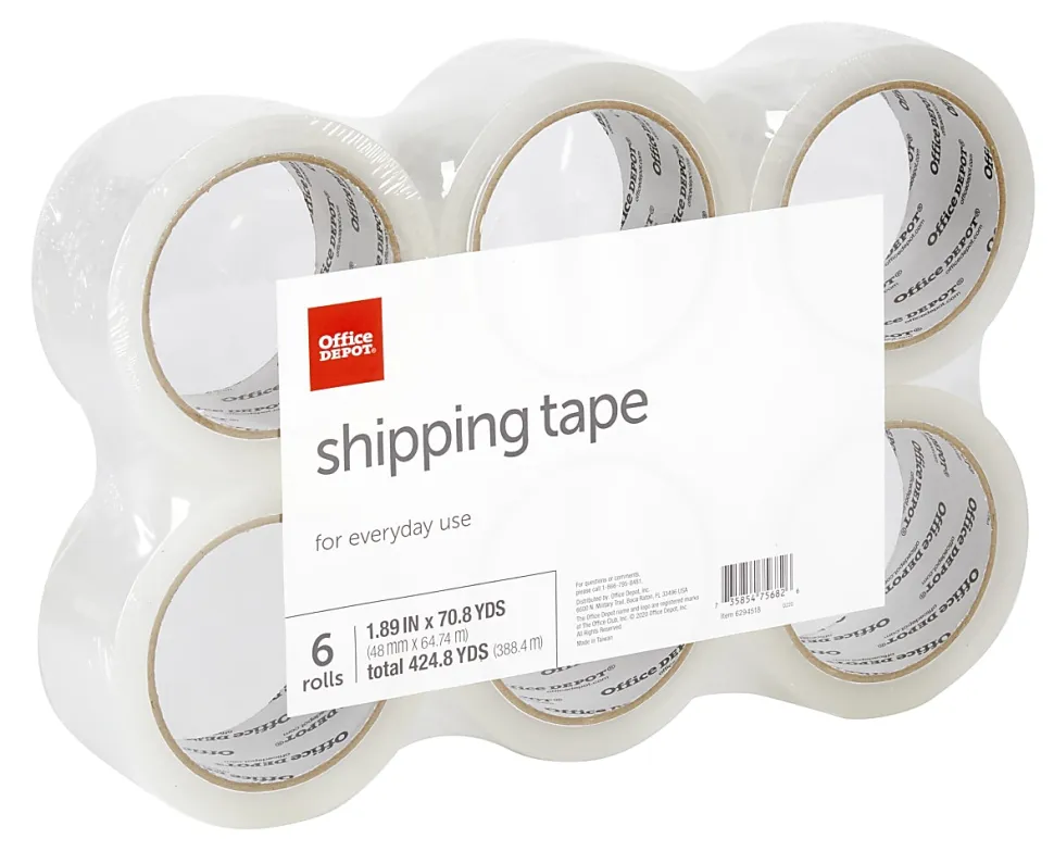 Office Depot® Brand Shipping Packing Tape, 1.89" x 70.8 Yd, Clear, Pack Of 6 Rolls