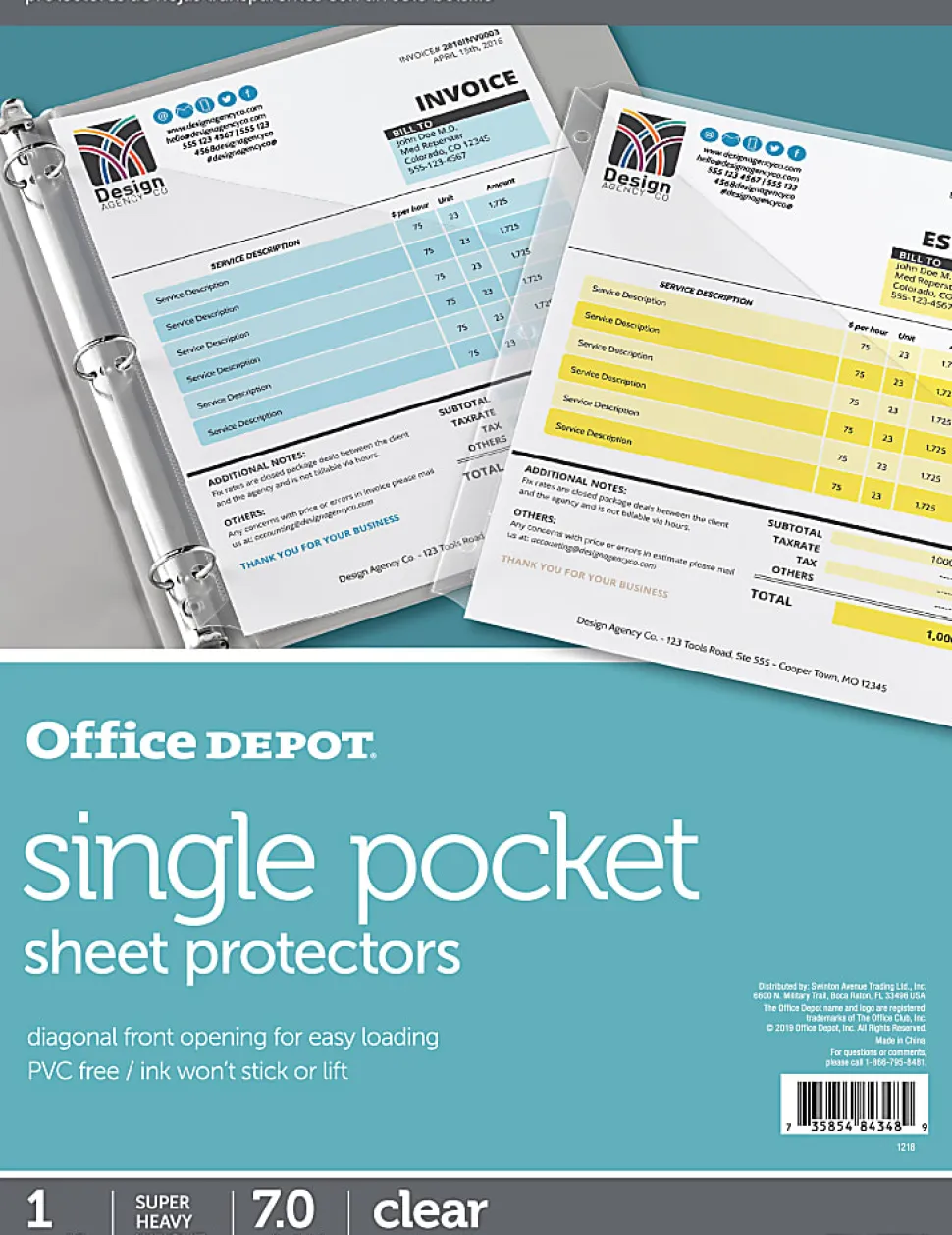Office Depot® Brand Single Pocket Sheet Protectors, 8-1/2" x 11", Clear, Pack of 5